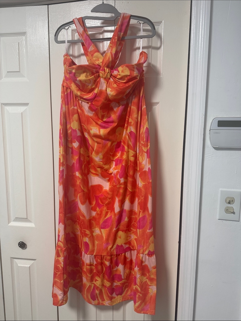 Grace Karin Orange & Pink Twist-Front Sundress b8